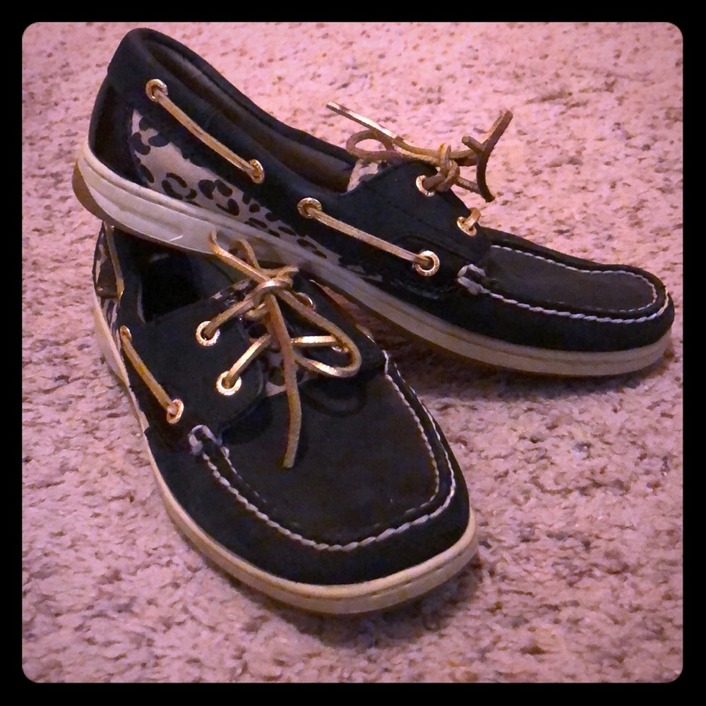 Black leopard Sperrys